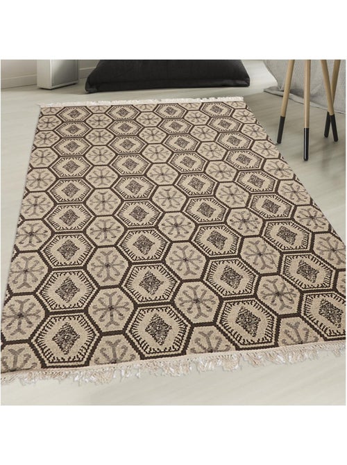 Tapis kilim reversible fait à la main en laine MALSA - Kiabi