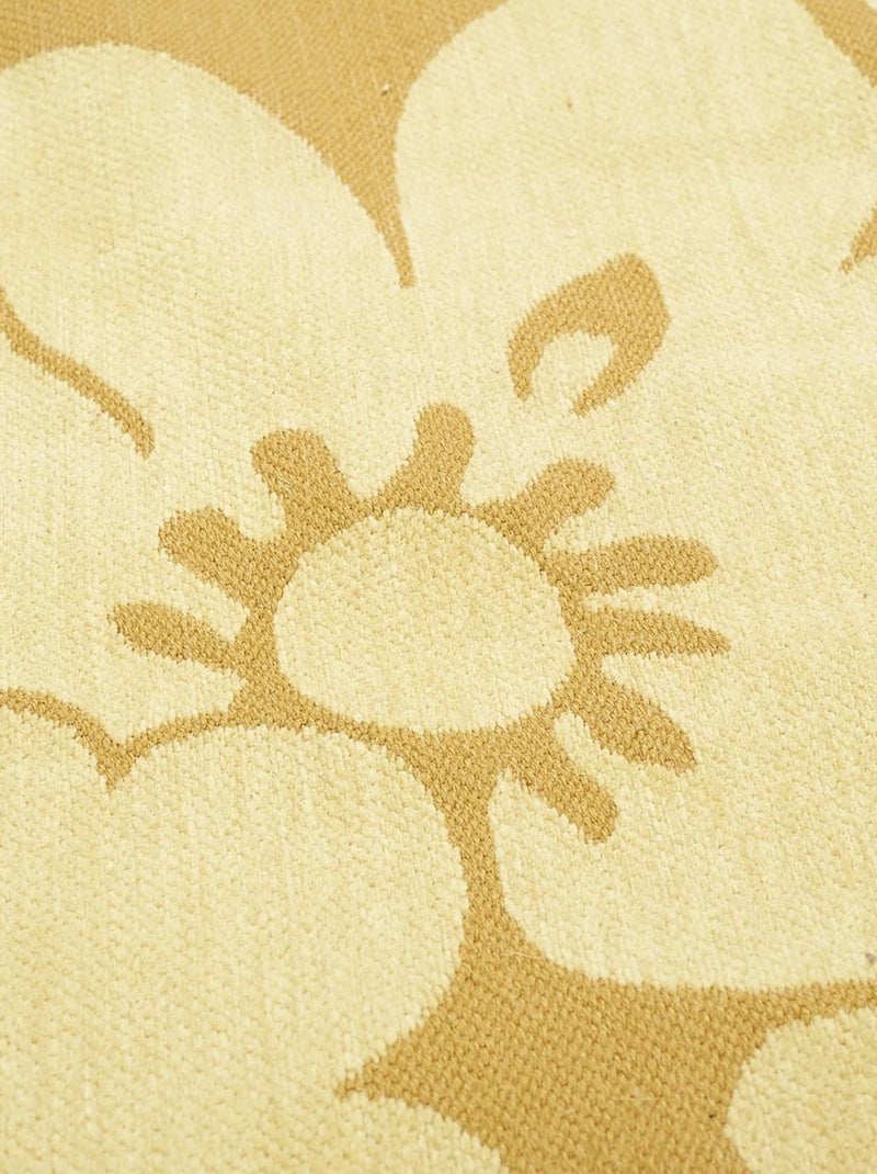 Tapis kilim tissé en coton motif floral ALIXIA Beige - Kiabi