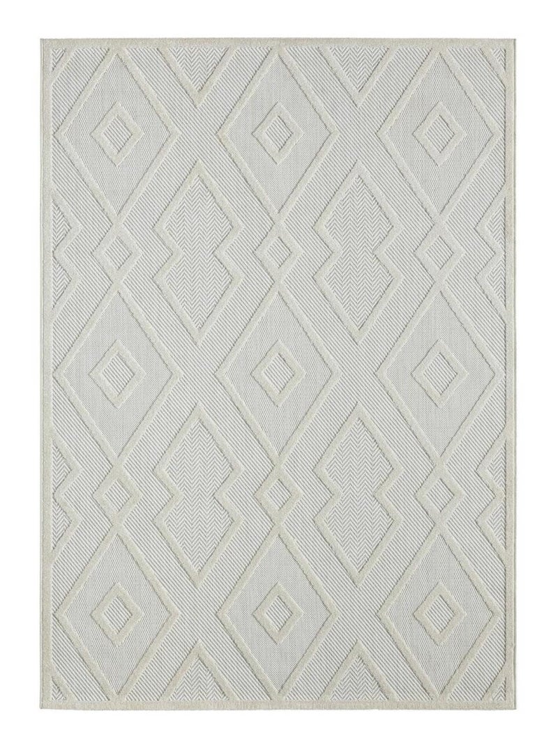 Tapis kilim tissé motif géométrique TENO A Ecru - Kiabi