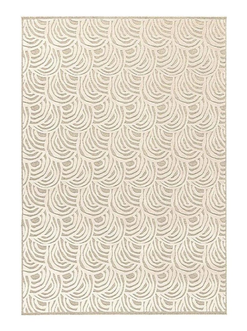 Tapis laine et viscose moderne courbe Moda Beige - Kiabi