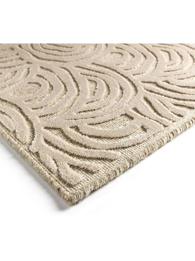 Tapis laine et viscose moderne courbe Moda Beige - Kiabi