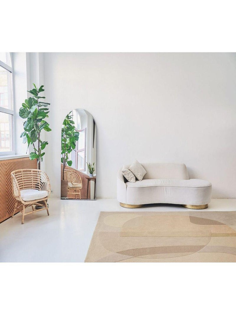 Tapis laine moderne tissé main abstrait Senza Beige - Kiabi