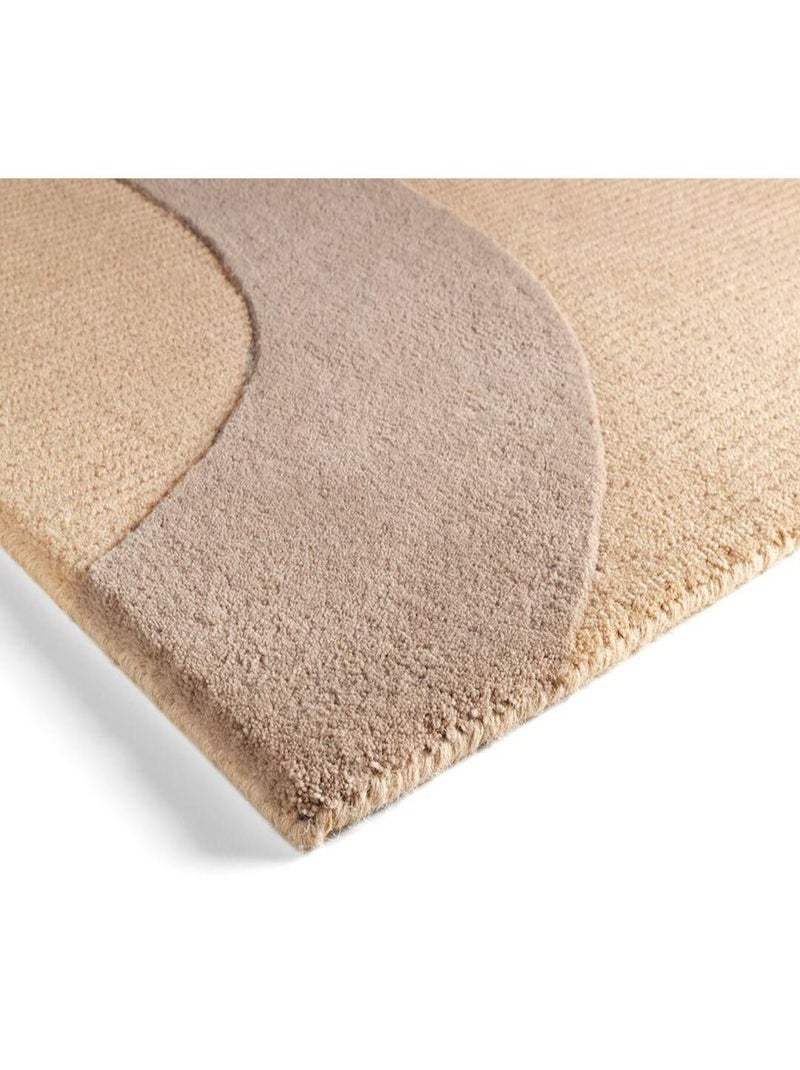 Tapis laine moderne tissé main abstrait Senza Beige - Kiabi