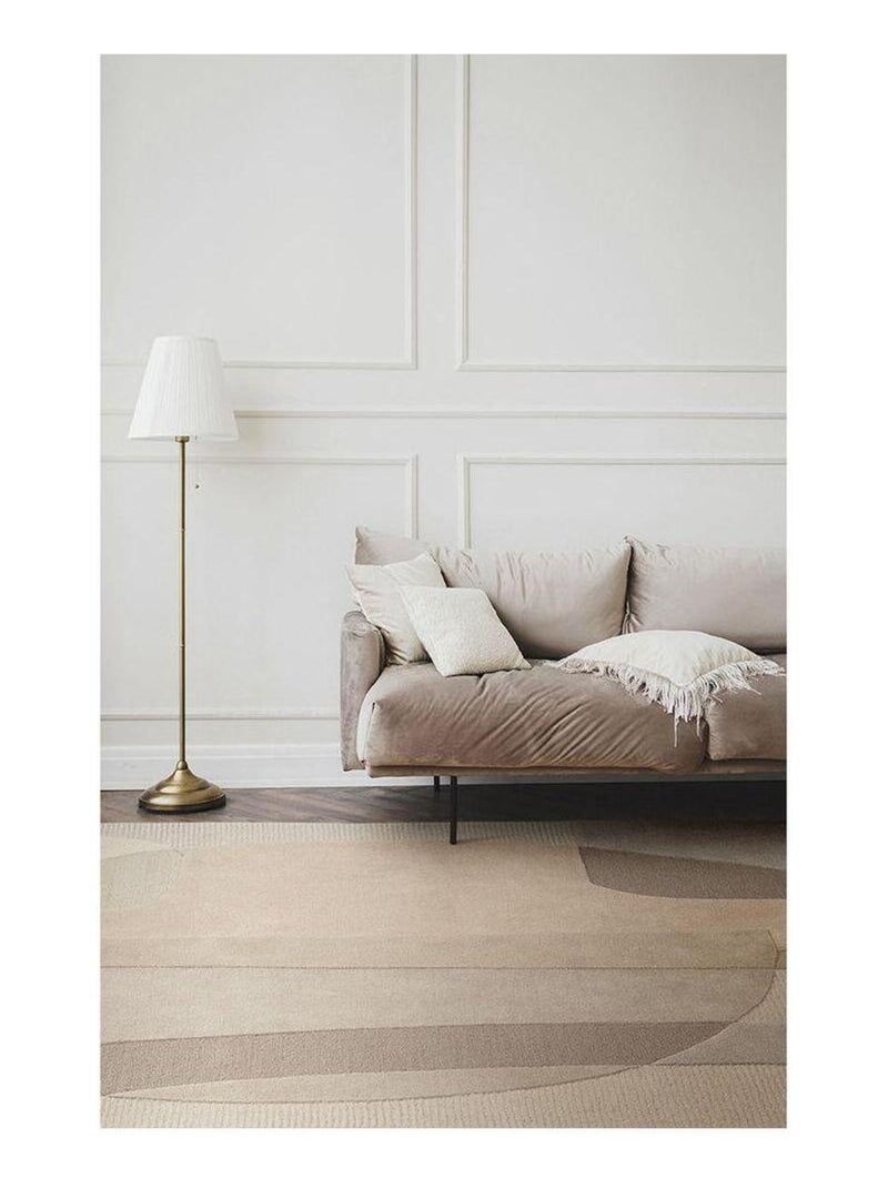 Tapis laine moderne tissé main abstrait Senza Beige - Kiabi