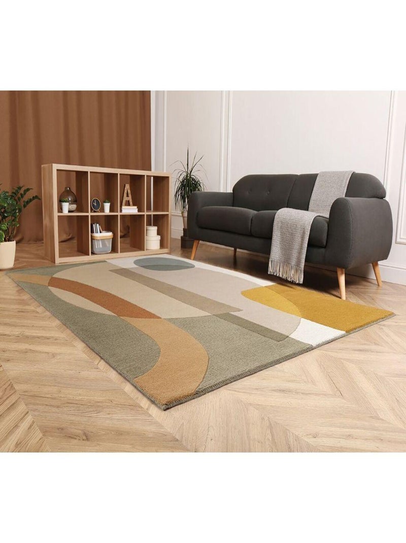 Tapis laine moderne tissé main abstrait Senza Multicolore - Kiabi