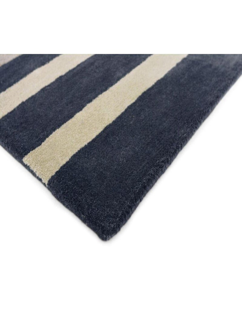 Tapis laine moderne tufté main rayé Rosita Bleu - Kiabi
