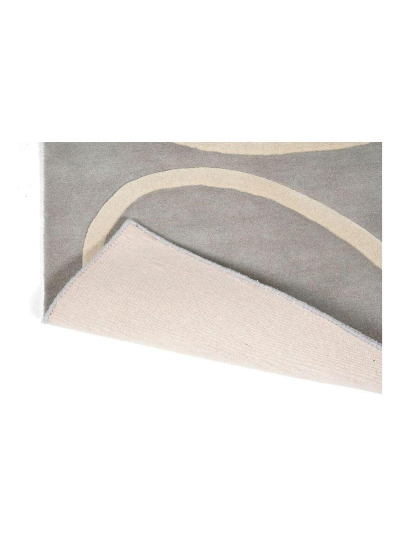 Tapis laine poils ras floral moderne tufté main Giant Linear Stem Multicolore - Kiabi