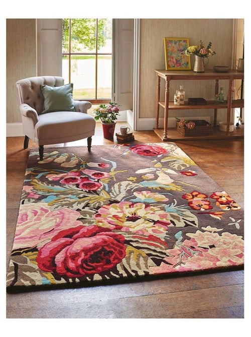 Tapis laine rectangle floral moderne Stapleton Park - Kiabi