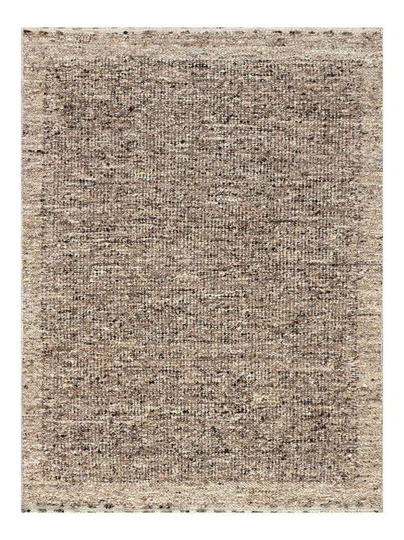 Tapis laine tissé main design poils ras Charliz Marron - Kiabi