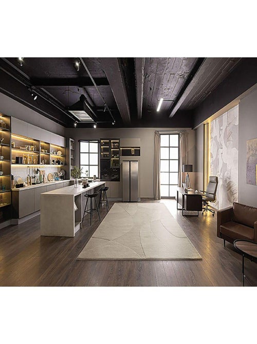 Tapis laine tissé main moderne effet 3D rectangle Jade - Kiabi