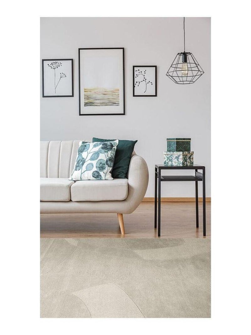 Tapis laine tissé main moderne effet 3D rectangle Jade Gris - Kiabi