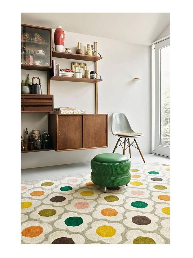 Tapis laine tufté main design floral Spot Flower Multicolore - Kiabi