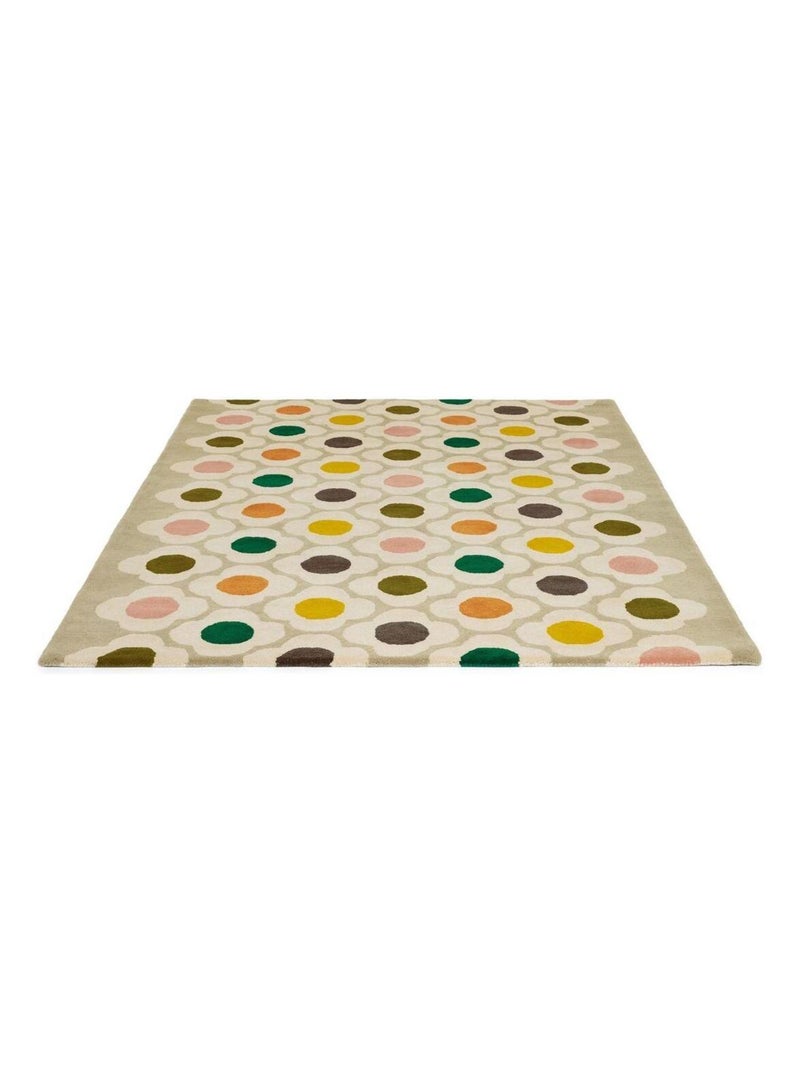 Tapis laine tufté main design floral Spot Flower Multicolore - Kiabi