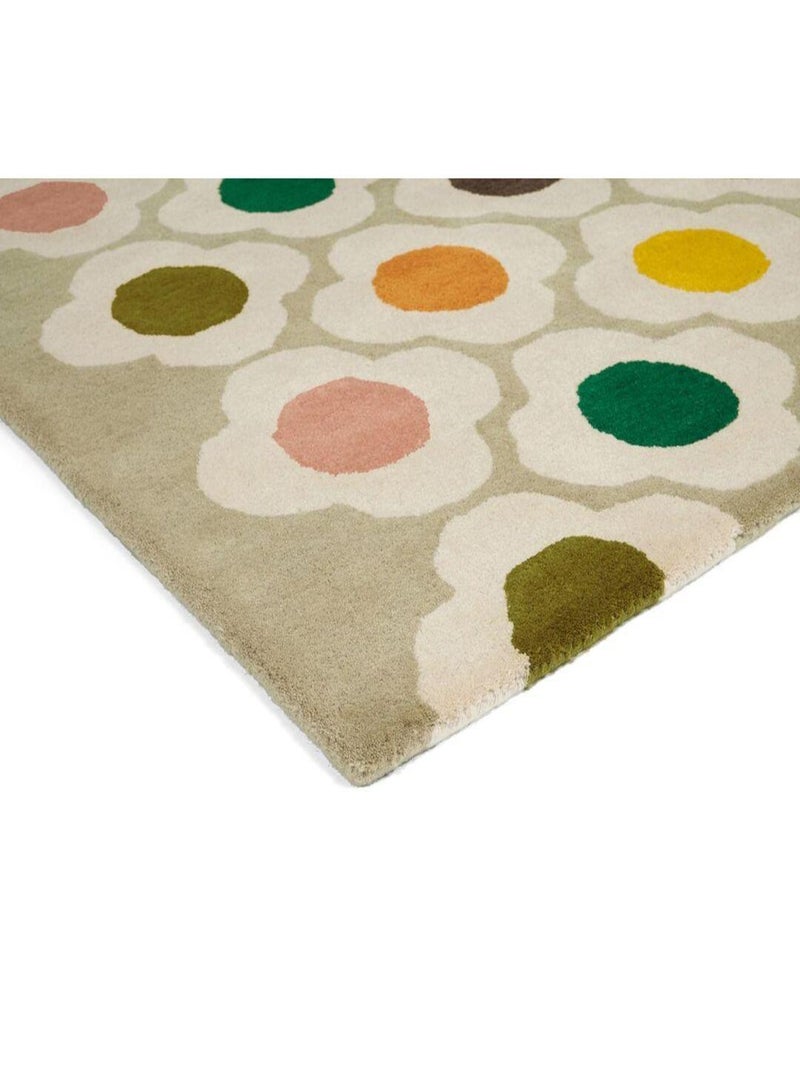 Tapis laine tufté main design floral Spot Flower Multicolore - Kiabi