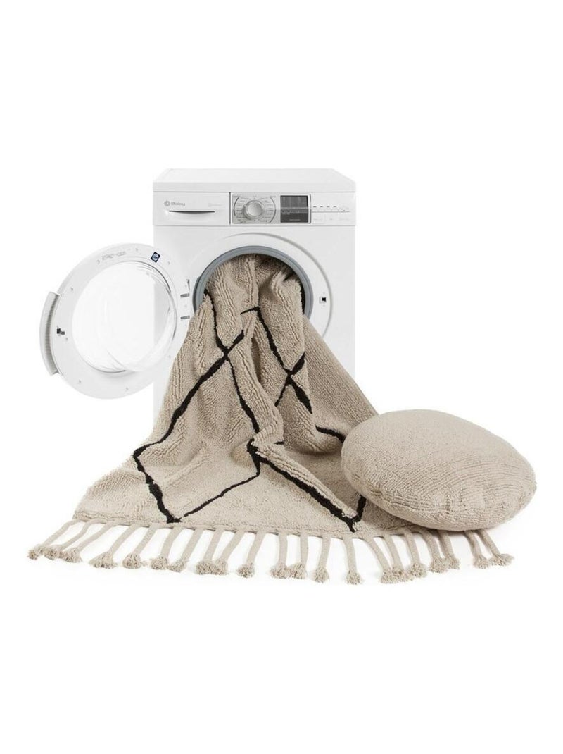 Tapis lavable en machine avec franges Bereber Lorena Canals Beige - Kiabi