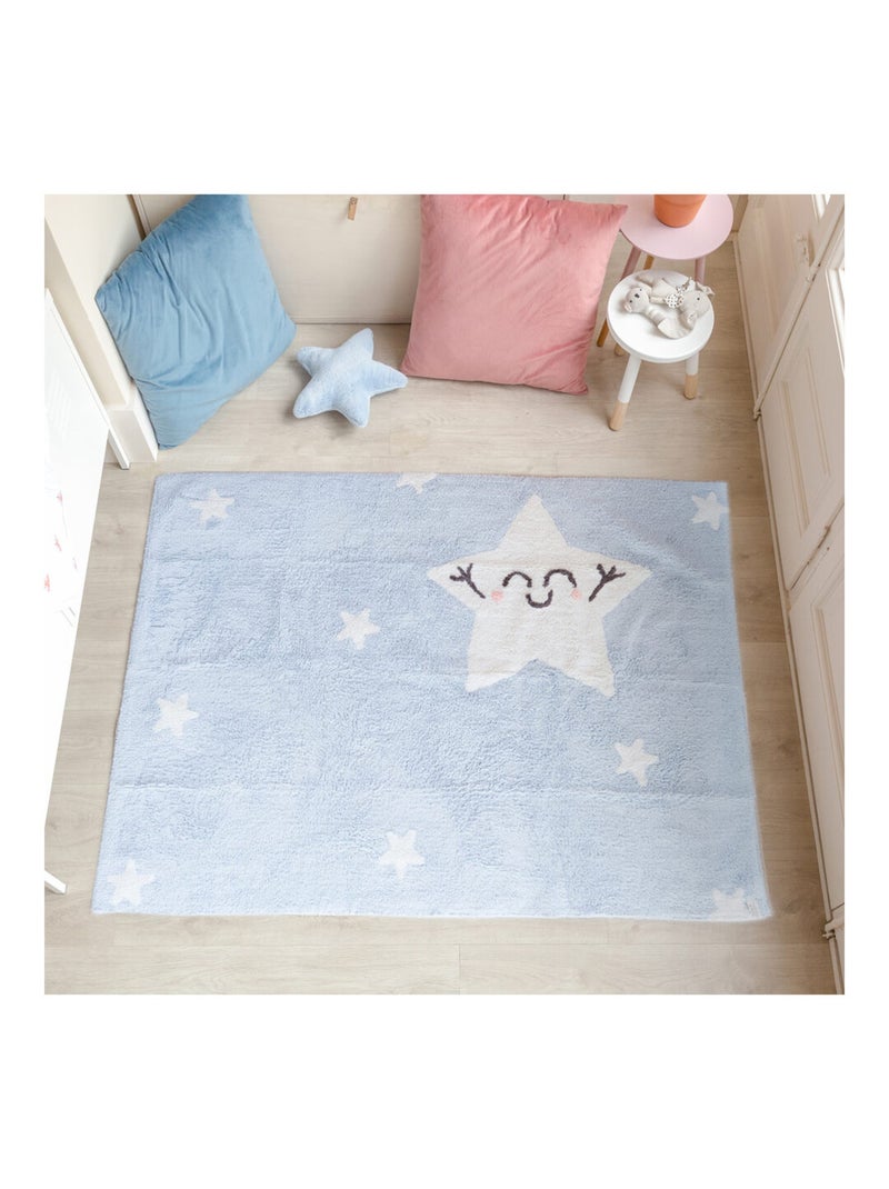 Tapis lavable en machine enfant gris Happy Star Lorena Canals Bleu - Kiabi