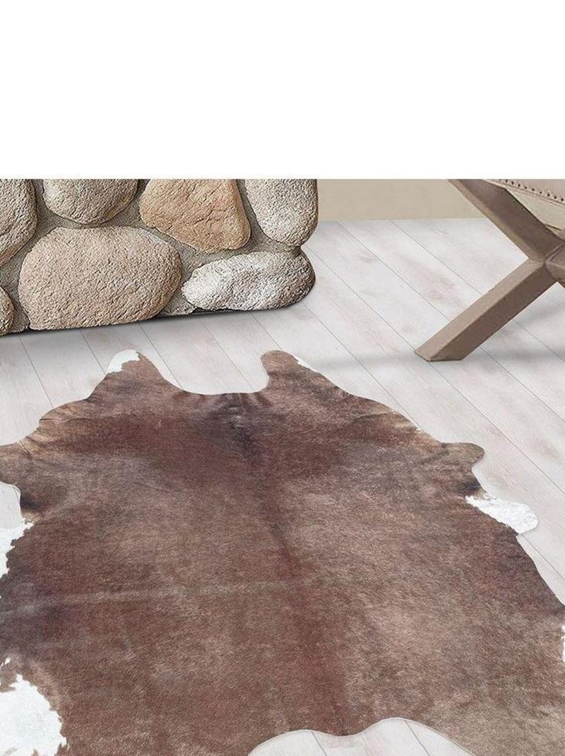 Tapis lavable en machine imitation peau de bête Naoto Marron - Kiabi