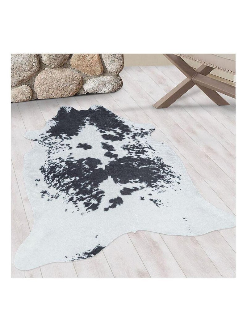 Tapis lavable en machine noir imitation peau de bête Malu Noir - Kiabi