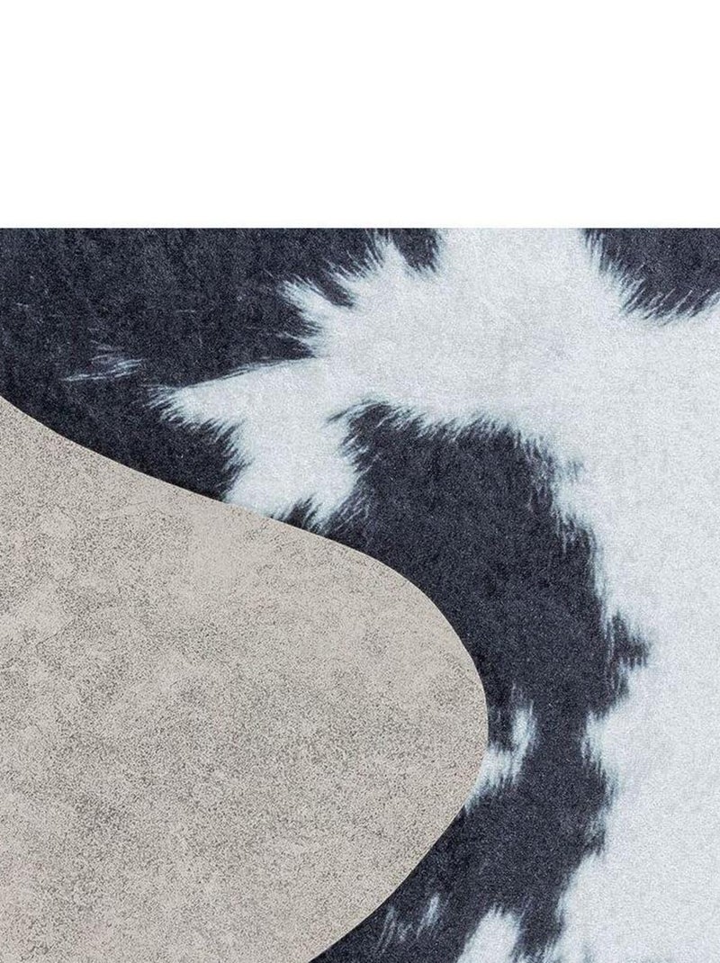 Tapis lavable en machine noir imitation peau de bête Malu Noir - Kiabi