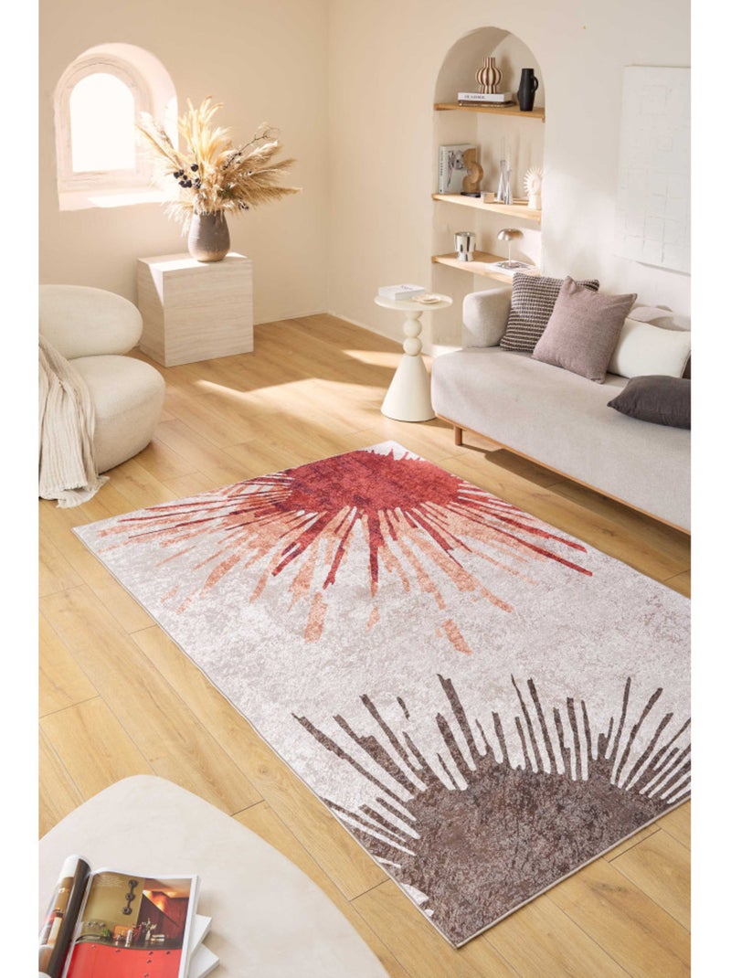 Tapis lavable en machine Stampa motif artistique Beige - Kiabi