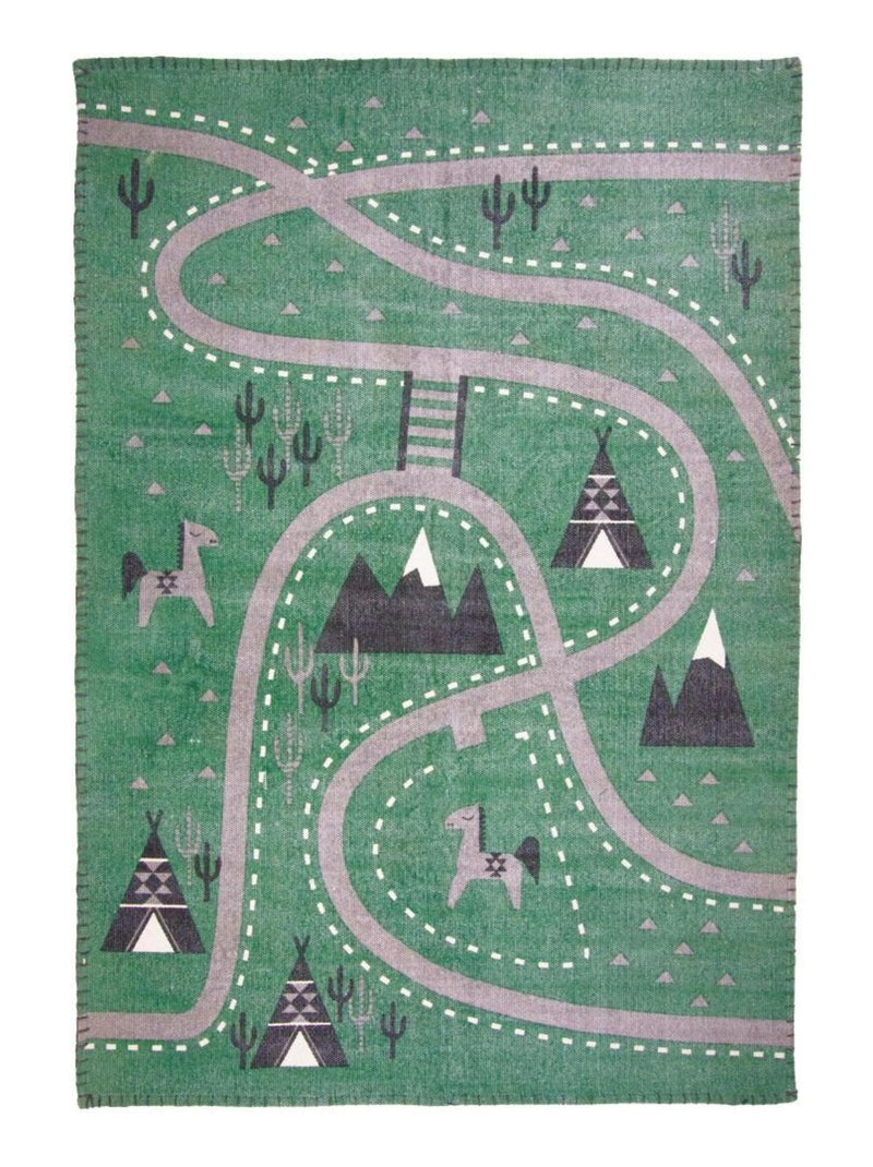 Tapis Little Western en coton Vert - Kiabi