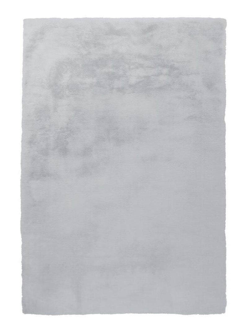 Tapis longs poils shaggy fait à la main motif uni CAREI + Bleu - Kiabi