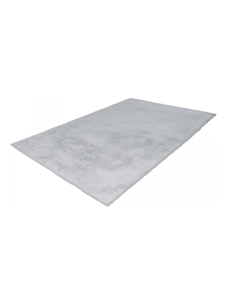 Tapis longs poils shaggy fait à la main motif uni CAREI + Bleu - Kiabi