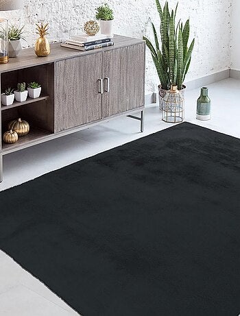 Tapis longs poils shaggy fait à la main motif uni CAREI +