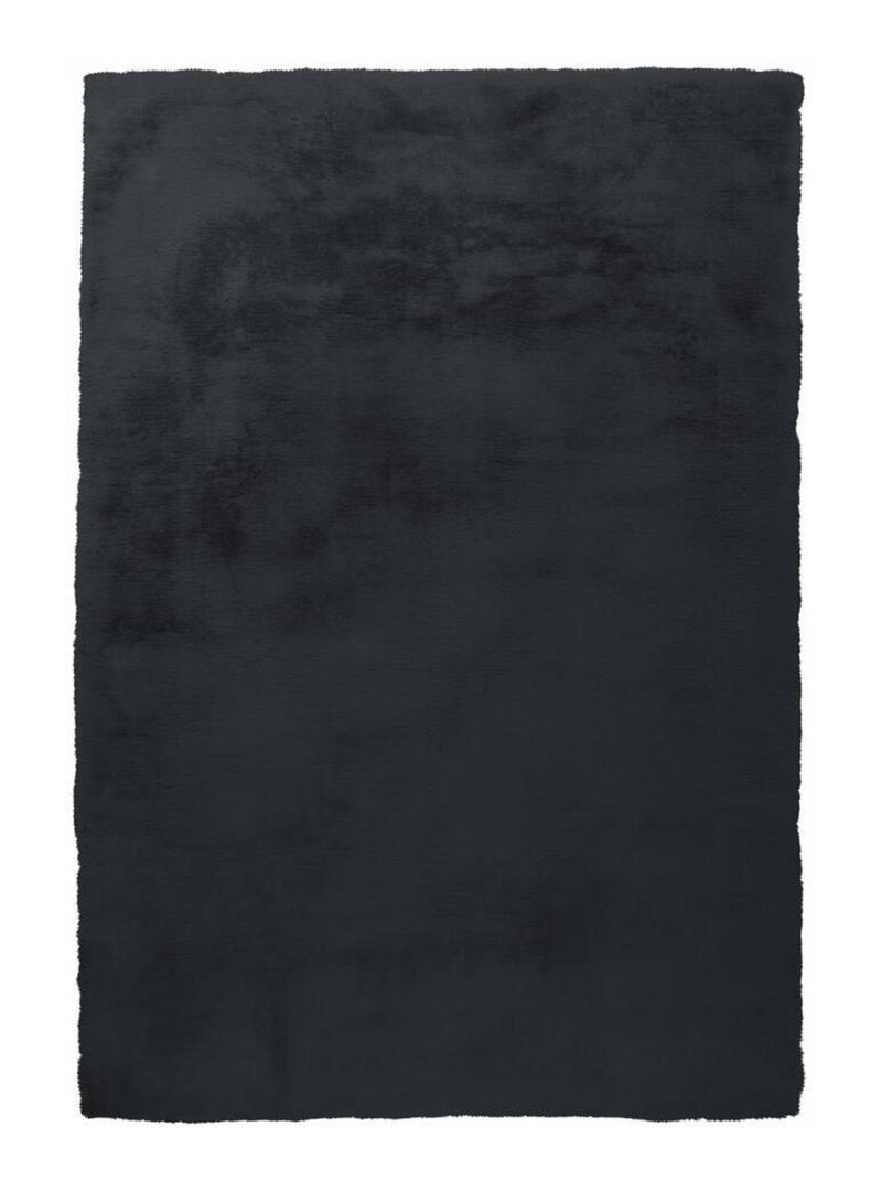 Tapis longs poils shaggy fait à la main motif uni CAREI + Gris - Kiabi