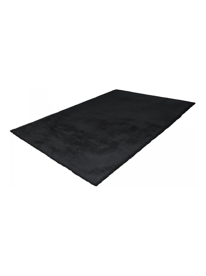 Tapis longs poils shaggy fait à la main motif uni CAREI + Gris - Kiabi