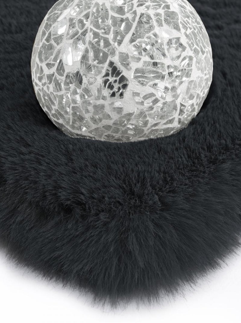 Tapis longs poils shaggy fait à la main motif uni CAREI + Gris - Kiabi