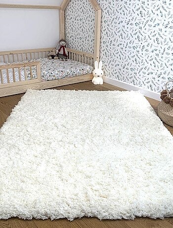 Tapis longs poils shaggy fait à la main motif uni SUPERDOUX