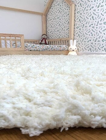 Tapis longs poils shaggy fait à la main motif uni SUPERDOUX