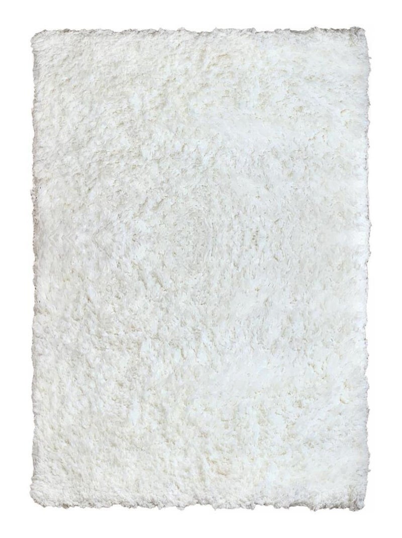 Tapis longs poils shaggy fait à la main motif uni SUPERDOUX Ecru - Kiabi