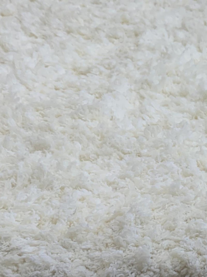 Tapis longs poils shaggy fait à la main motif uni SUPERDOUX Ecru - Kiabi