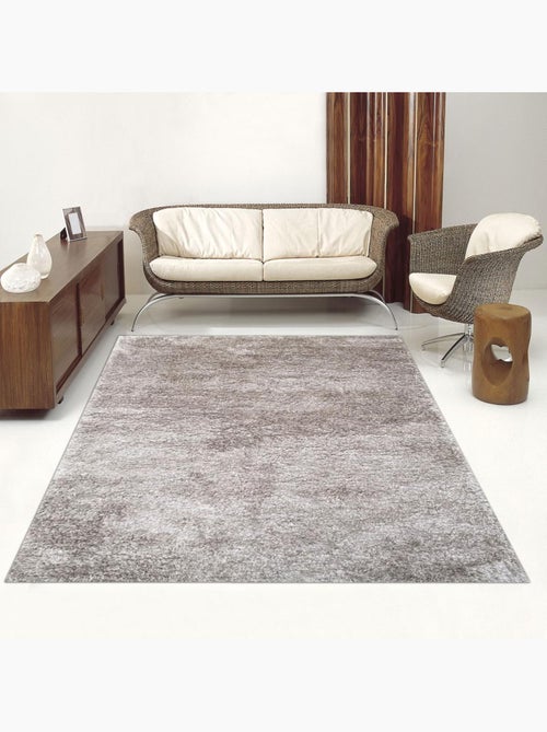 Tapis longs poils shaggy fait main motif uni LUXE - Kiabi