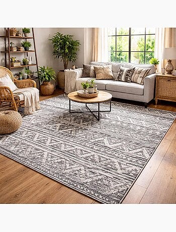 Tapis longs poils shaggy tissé motif berbère LANDA