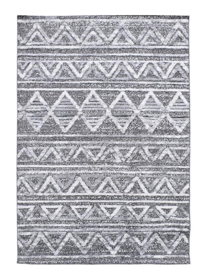 Tapis longs poils shaggy tissé motif berbère LANDA Gris - Kiabi
