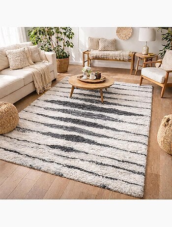 Tapis longs poils shaggy tissé motif berbère LYN4 DOUX 5