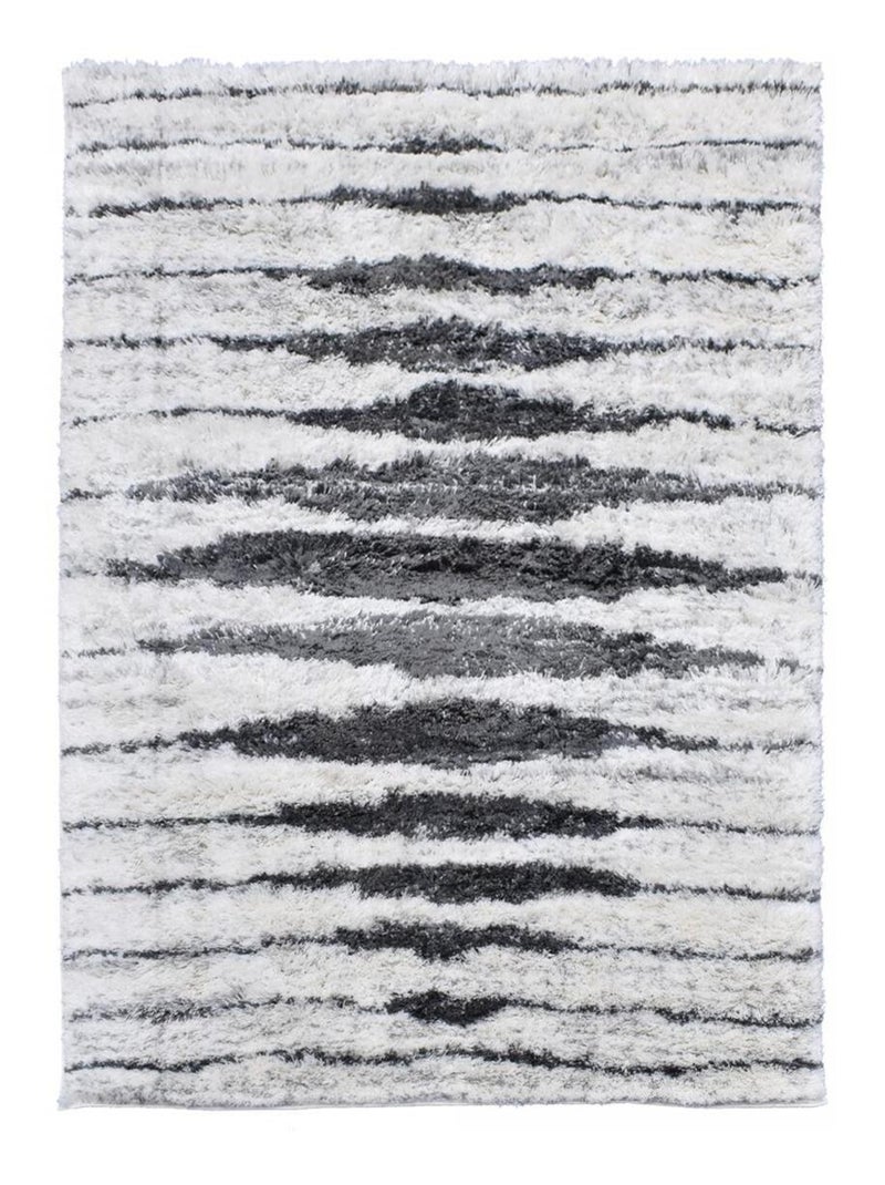 Tapis longs poils shaggy tissé motif berbère LYN4 DOUX 5 Ecru - Kiabi