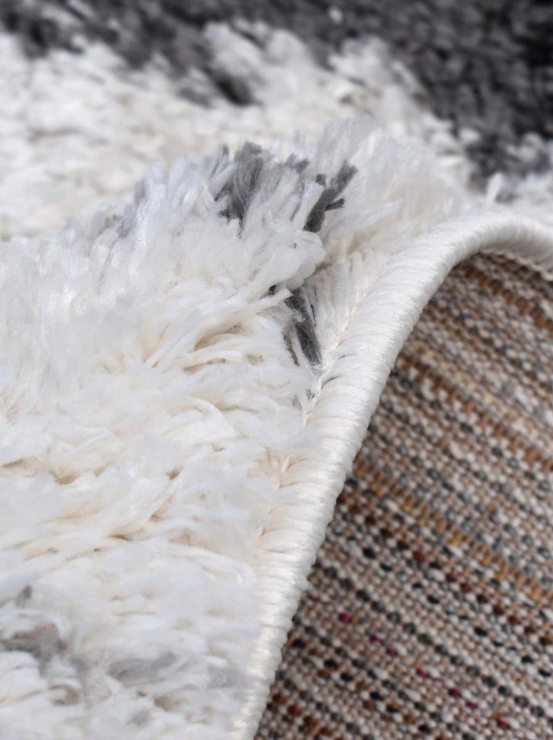 Tapis longs poils shaggy tissé motif berbère LYN4 DOUX 5 Ecru - Kiabi