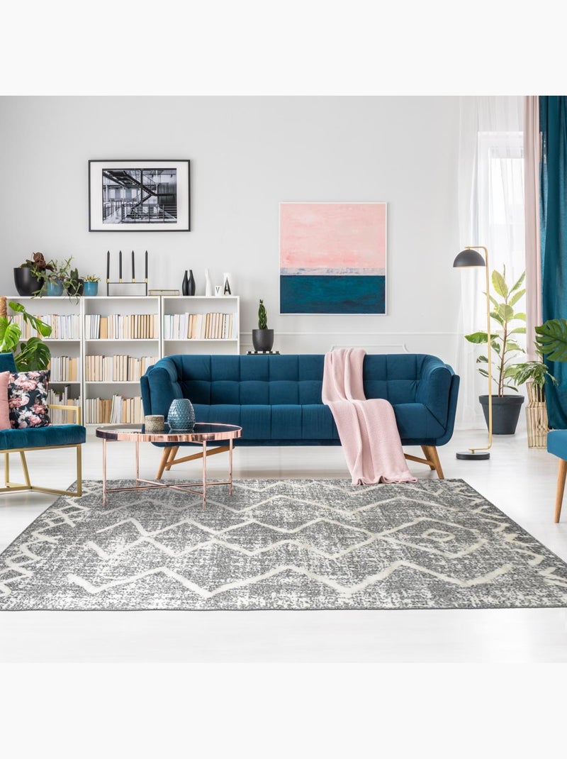 Tapis longs poils shaggy tissé motif berbère PITOLA Gris - Kiabi