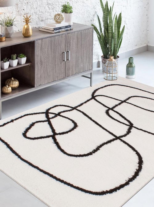 Tapis longs poils shaggy tissé motif géométrique INFINITA 2 - Kiabi