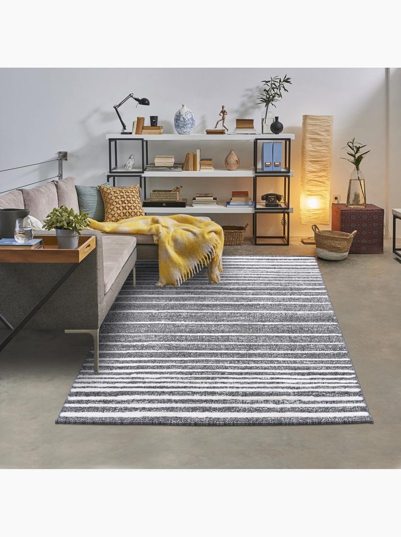 Tapis longs poils shaggy tissé motif géométrique LOLABE Gris - Kiabi