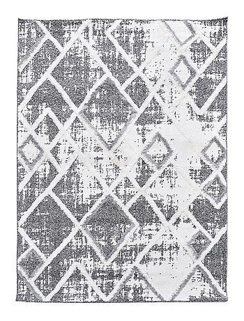 Tapis longs poils shaggy tissé motif rétro-vintage LADURO