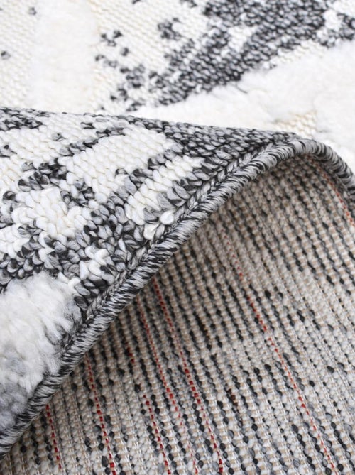 Tapis longs poils shaggy tissé motif rétro-vintage LADURO - Kiabi
