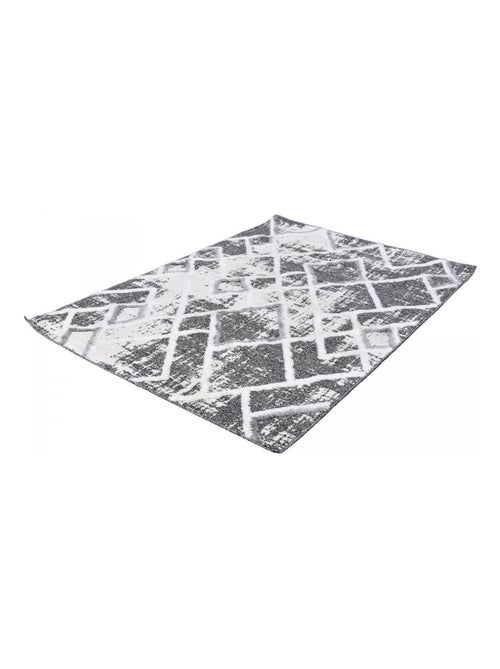 Tapis longs poils shaggy tissé motif rétro-vintage LADURO - Kiabi