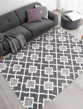 Tapis longs poils shaggy tissé motif scandinave DIROP