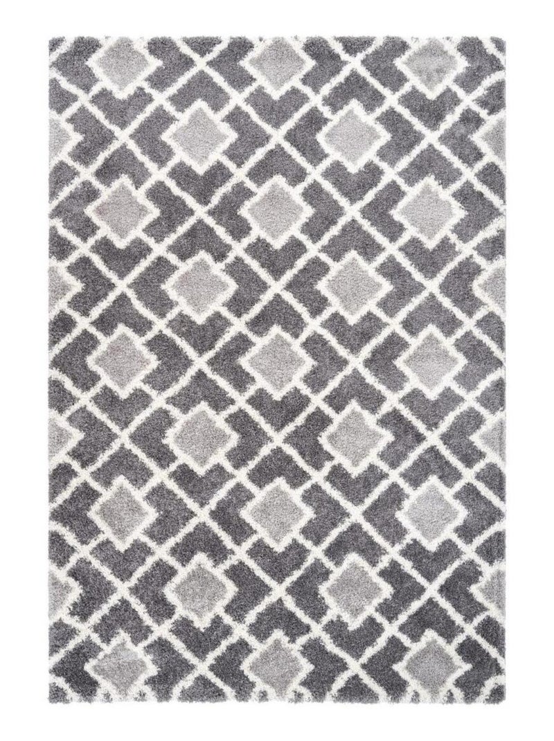 Tapis longs poils shaggy tissé motif scandinave DIROP Gris - Kiabi