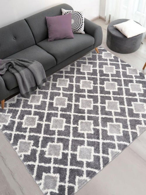 Tapis longs poils shaggy tissé motif scandinave DIROP - Kiabi